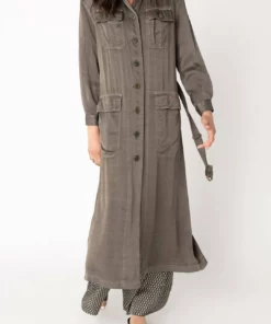 Burning Torch Hanover Trench Coat in Army - women