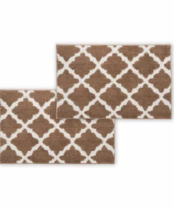 Bibb Home 2 Pack Trellis Micro Shag Bath Rugs