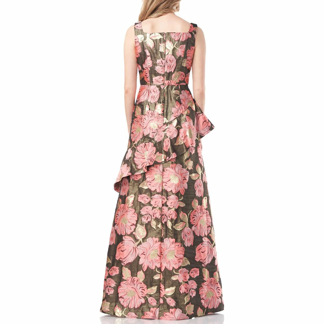 Kay Unger New York Belle Womens Metallic Floral Evening Dress - Image 2