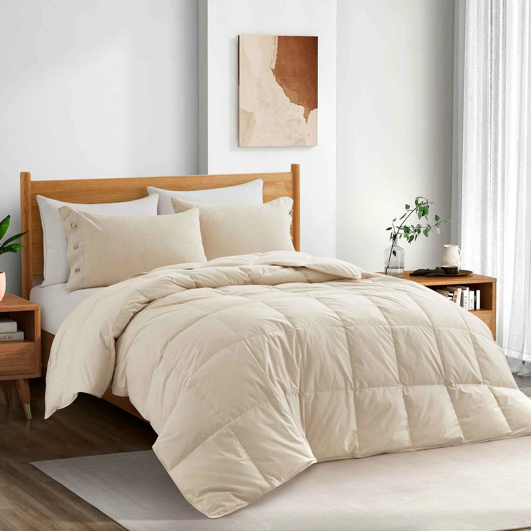 Peace Nest All Season Organic Cotton Comforter Down and Feather Fiber Fill Duvet Insert GOTS Cert