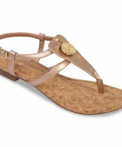 Lindsay Phillips Madelyn T-Strap Sandals in Rose Gold - women