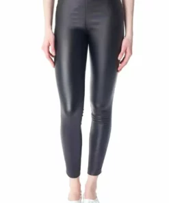 Iltm Waxed Legging With Stripe Waistband In Black - women
