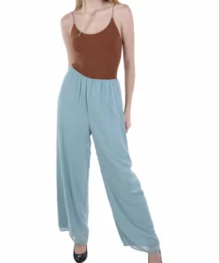 Alex Evenings Womens Solid Chiffon Pants