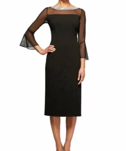 Alex Evenings Emma Illusion Dress in Black - women
