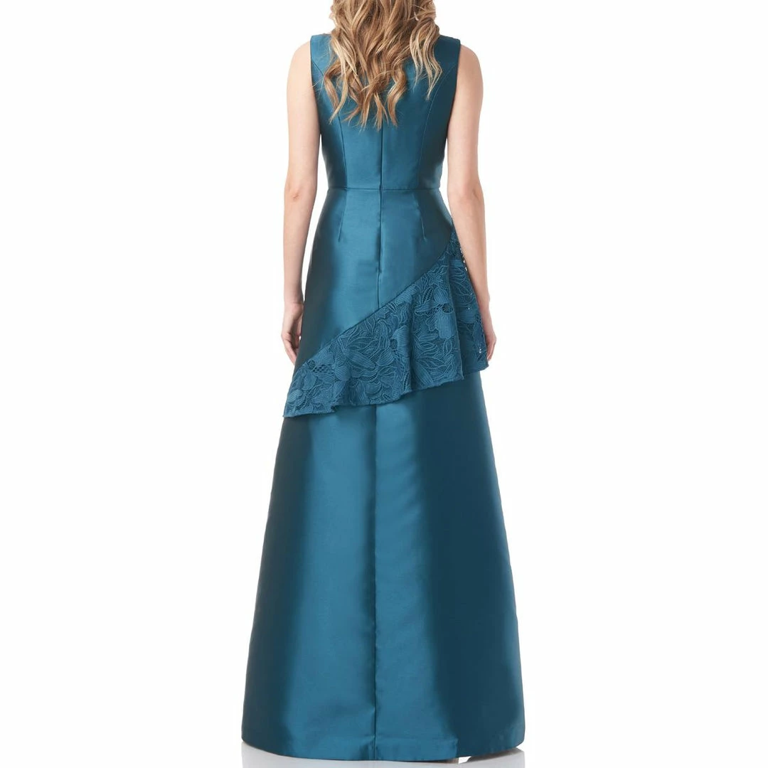 Kay Unger New York Paloma Womens Lace Inset Ruffle Evening Dress - Image 2