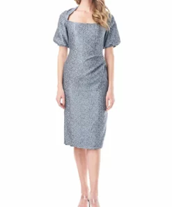 Kay Unger New York Fernanda Womens Floral Midi Cocktail and Party Dress