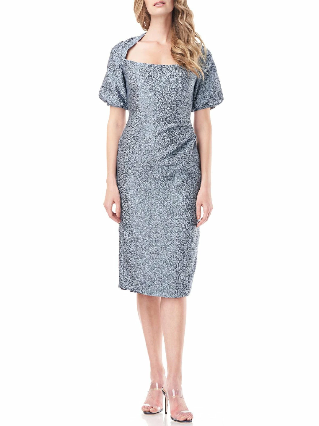 Kay Unger New York Fernanda Womens Floral Midi Cocktail and Party Dress