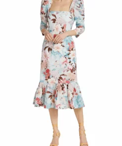 Cara Cara Busy Dress in Japanese Floral Blue - women