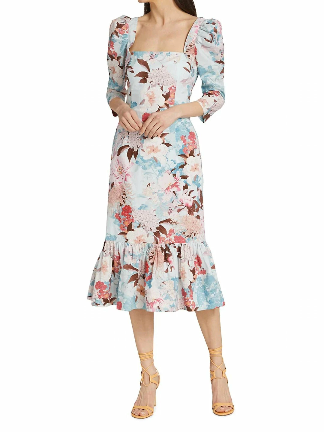 Cara Cara Busy Dress in Japanese Floral Blue - women