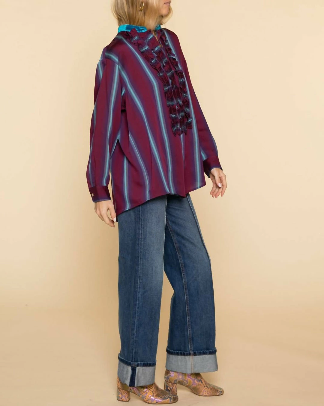 Forte Forte Degrade Stripe Shirt in Borgona - women - Image 2