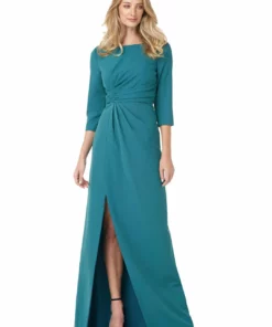 Kay Unger New York Womens Gathered Maxi Evening Dress