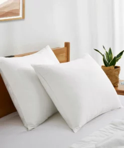 Peace Nest Set of 2 100% Down Feather Fiber Bed Pillows Medium Firm Support