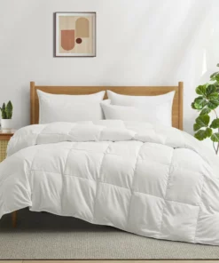 Peace Nest Super Soft All Season Comforter White Goose Down Feather Fiber
