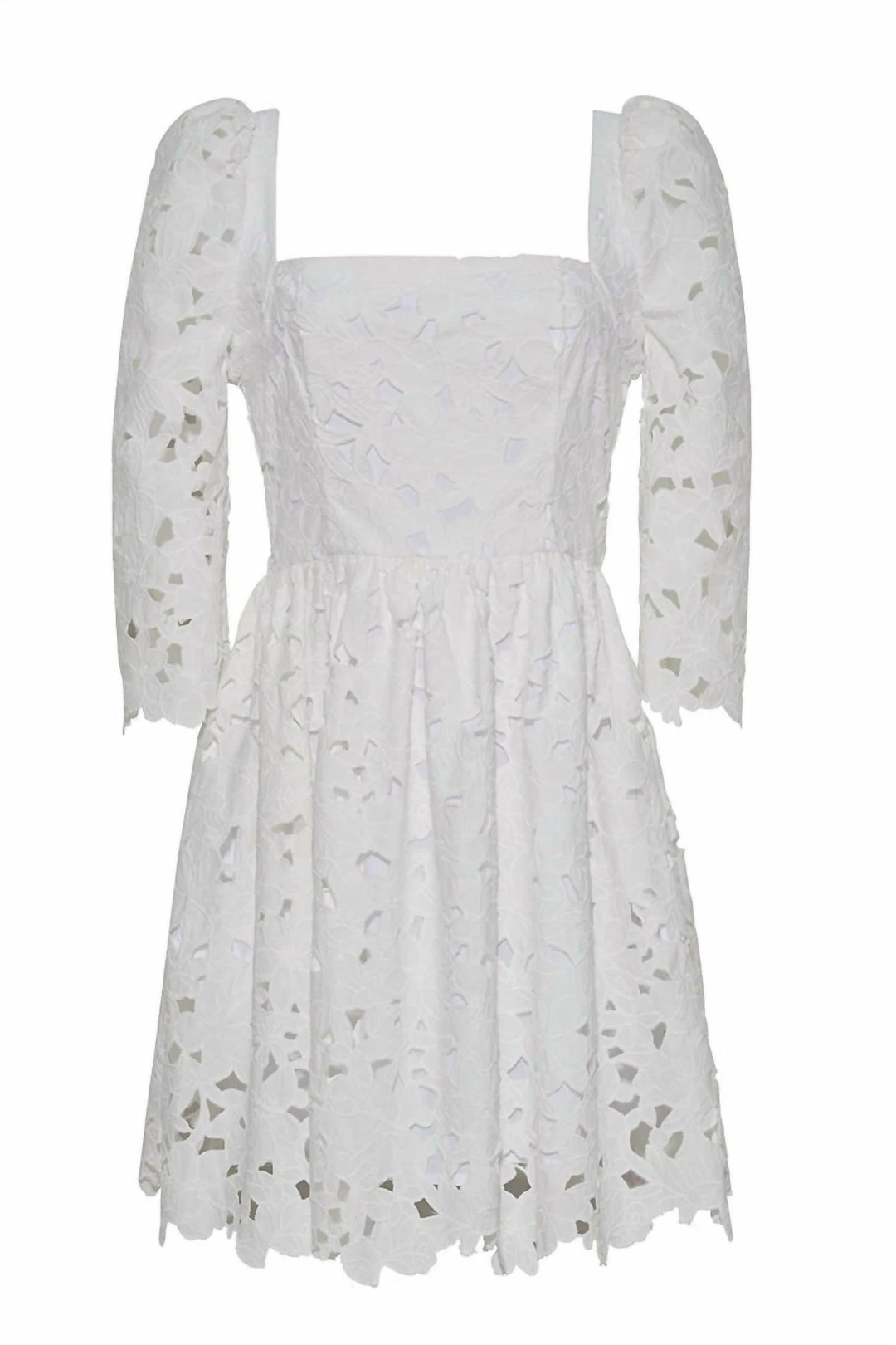 Cara Cara Hart Dress in Scalloped Floral Eyelet White - women - Image 2