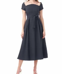 Kay Unger New York Francesca Womens Textured Asymmetric Evening Dress