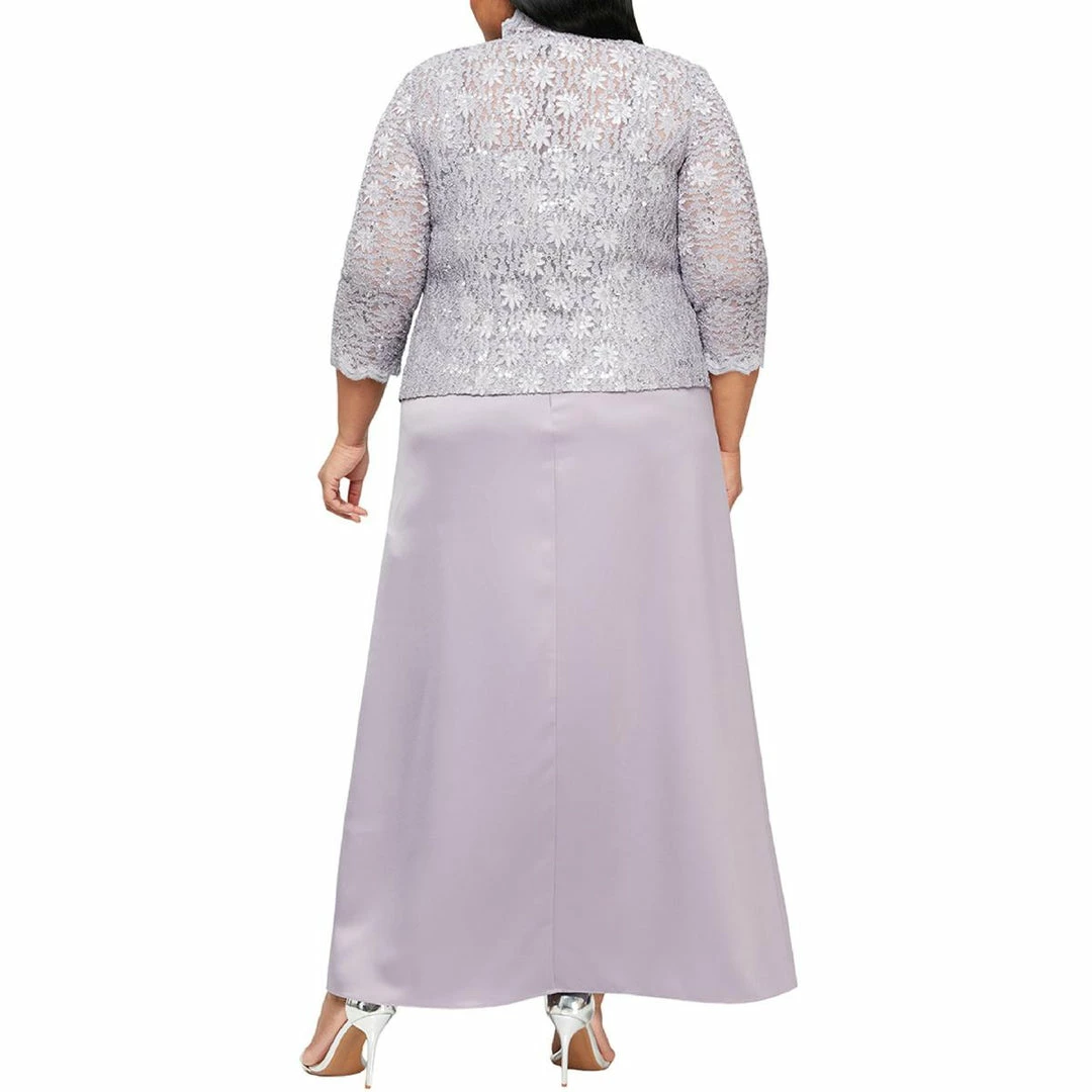 Alex Evenings Plus Womens 2PC Popover Dress With Cardigan - Image 2