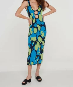 Another Girl Organic Cotton Lava Lamp Knit Midi Dress in Multi - women