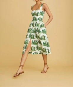 Cara Cara Candace Dress in Venetian Story Green - women