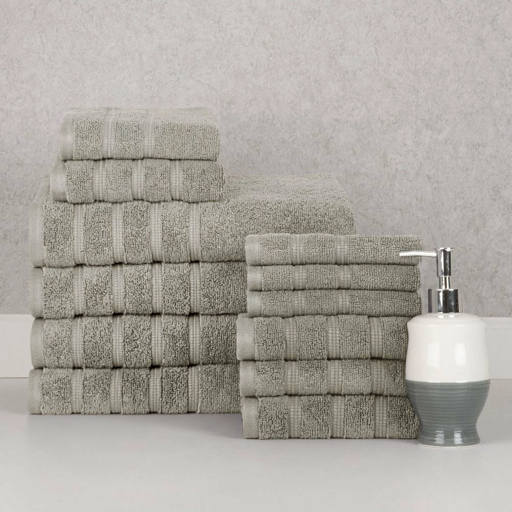 Bibb Home 12 Piece Zero Twist Egyptian Cotton Towel Set - Image 5