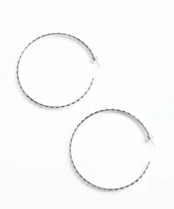 Eklexic Rectangle Step Pattern Hoops In Silver - women