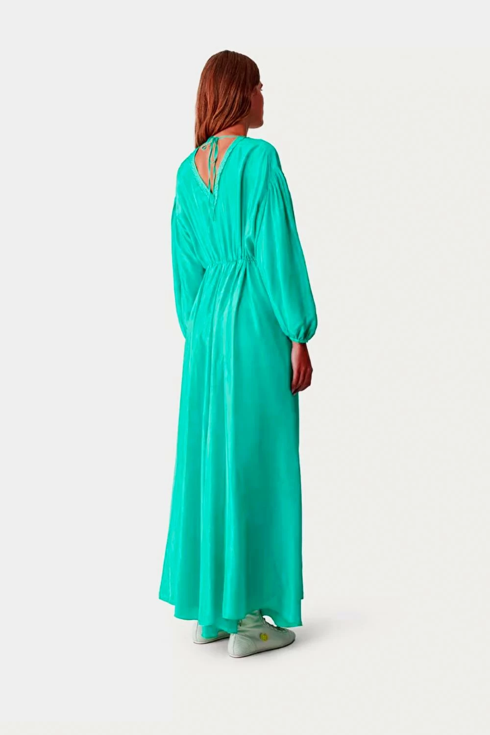 Forte Forte Habotai Silk Long Sleeve Dress in Seafoam - women - Image 2