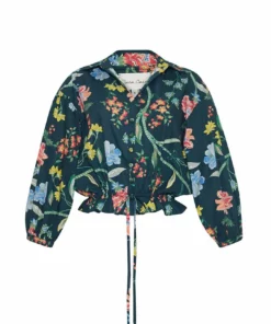 Cara Cara Hutton Top in Ophelia Floral Emerald - women