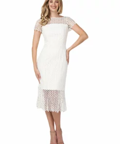 Kay Unger New York Tatum Womens Embroidered Midi Cocktail and Party Dress