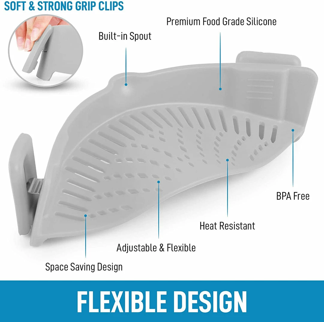 Zulay Kitchen Silicone Clip On Adjustable Pot Strainer - Image 3