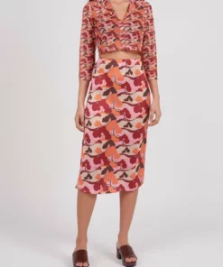 Another Girl Tree Print Satin Skirt in Multi - women