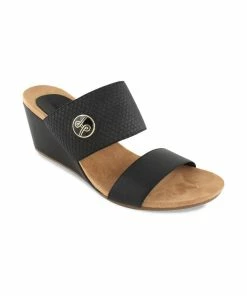 Lindsay Phillips Emily Womens Double Band Slip On Wedge Sandals