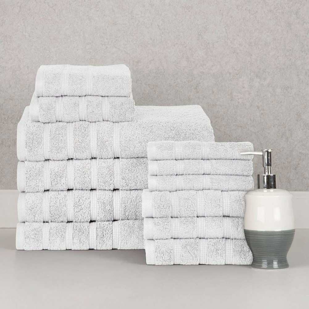 Bibb Home 12 Piece Zero Twist Egyptian Cotton Towel Set