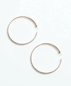 Eklexic Rectangle Step Pattern Hoops In Gold - women