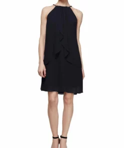 Alex Evenings Beaded Necklace Dress in Black - women