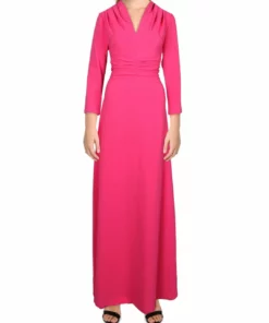 Kay Unger New York Womens V Neck Maxi Evening Dress