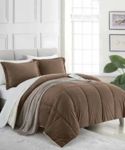Peace Nest 3PC Sherpa Reversible Down Alternative Comforter Set Winter Warm