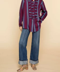 Forte Forte Degrade Stripe Shirt in Borgona - women