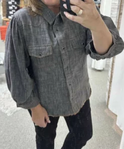 Ivy Jane Denim Shirt in Washed Black - women