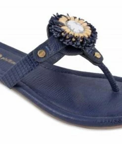 Lindsay Phillips Rosie Snakeskin Flip Flops in Navy - women